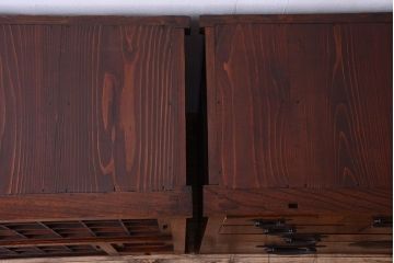 アンティーク家具　古民具・骨董　前面欅材!和紙張り引き戸のアンティーク茶箪笥