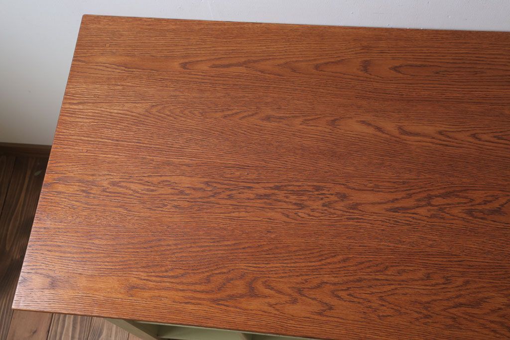 アンティーク家具　ペイント　両面収納のリメイク収納カウンター(マス目棚)