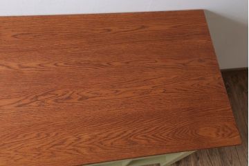 アンティーク家具　ペイント　両面収納のリメイク収納カウンター(マス目棚)