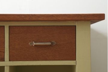 アンティーク家具　ペイント　両面収納のリメイク収納カウンター(マス目棚)