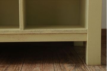 アンティーク家具　ペイント　両面収納のリメイク収納カウンター(マス目棚)