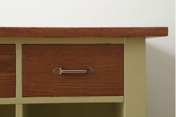 アンティーク家具　ペイント　両面収納のリメイク収納カウンター(マス目棚)