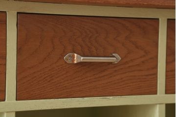 アンティーク家具　ペイント　両面収納のリメイク収納カウンター(マス目棚)