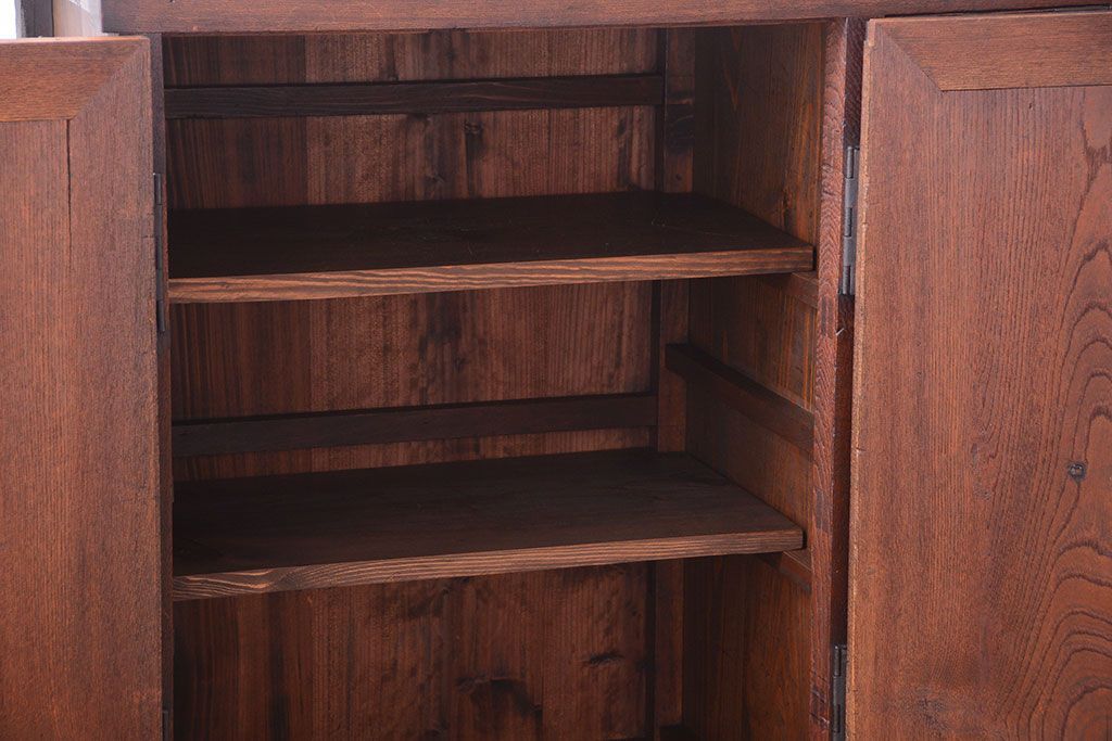 アンティーク家具　古民具・骨董　明治期　重厚な金具のアンティーク帳場箪笥