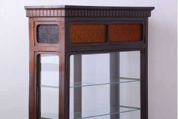 アンティーク家具　大正ロマン　当時物色ガラス入り!古いナラ材の上質なショーケース