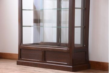 アンティーク家具　大正ロマン　当時物色ガラス入り!古いナラ材の上質なショーケース