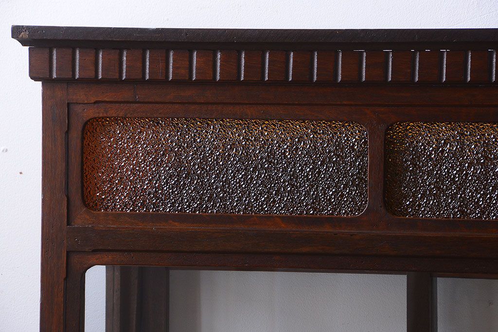 アンティーク家具　大正ロマン　当時物色ガラス入り!古いナラ材の上質なショーケース