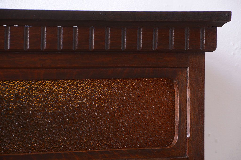 アンティーク家具　大正ロマン　当時物色ガラス入り!古いナラ材の上質なショーケース