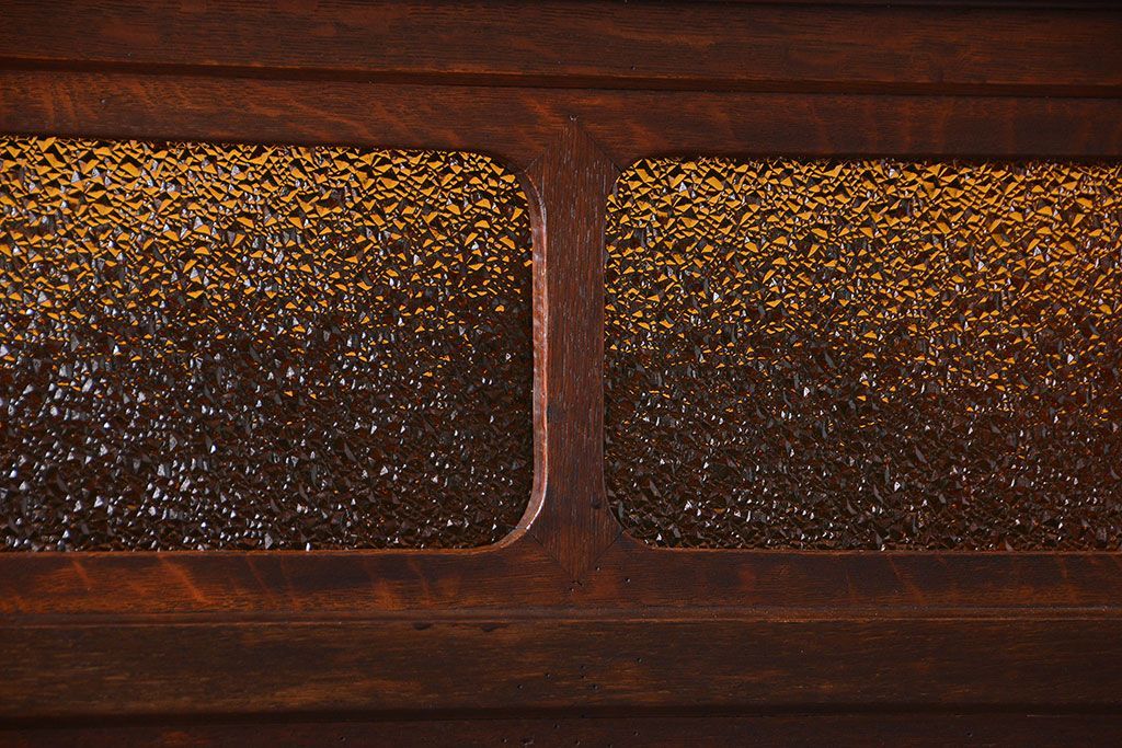 アンティーク家具　大正ロマン　当時物色ガラス入り!古いナラ材の上質なショーケース