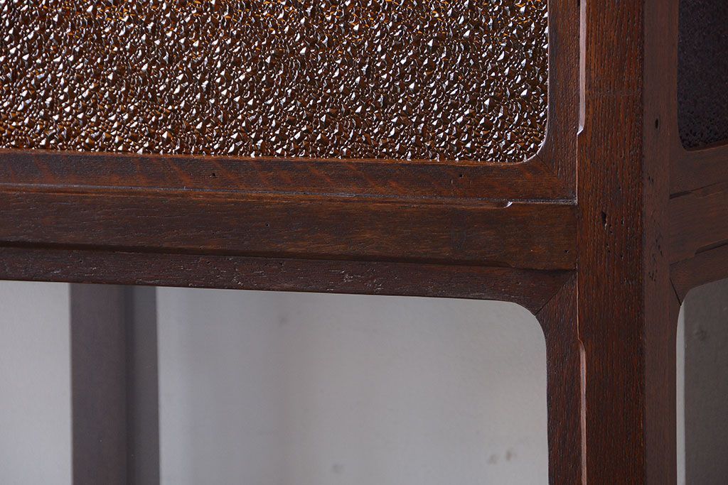 アンティーク家具　大正ロマン　当時物色ガラス入り!古いナラ材の上質なショーケース