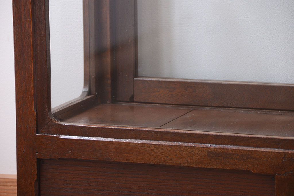 アンティーク家具　大正ロマン　当時物色ガラス入り!古いナラ材の上質なショーケース