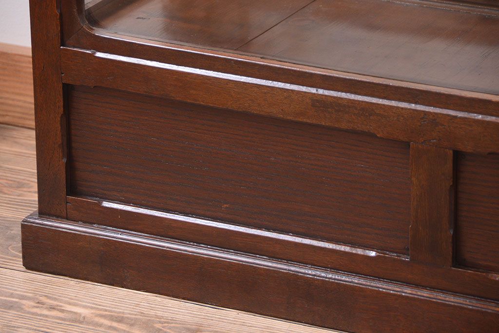 アンティーク家具　大正ロマン　当時物色ガラス入り!古いナラ材の上質なショーケース