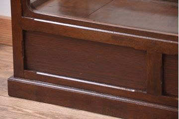 アンティーク家具　大正ロマン　当時物色ガラス入り!古いナラ材の上質なショーケース