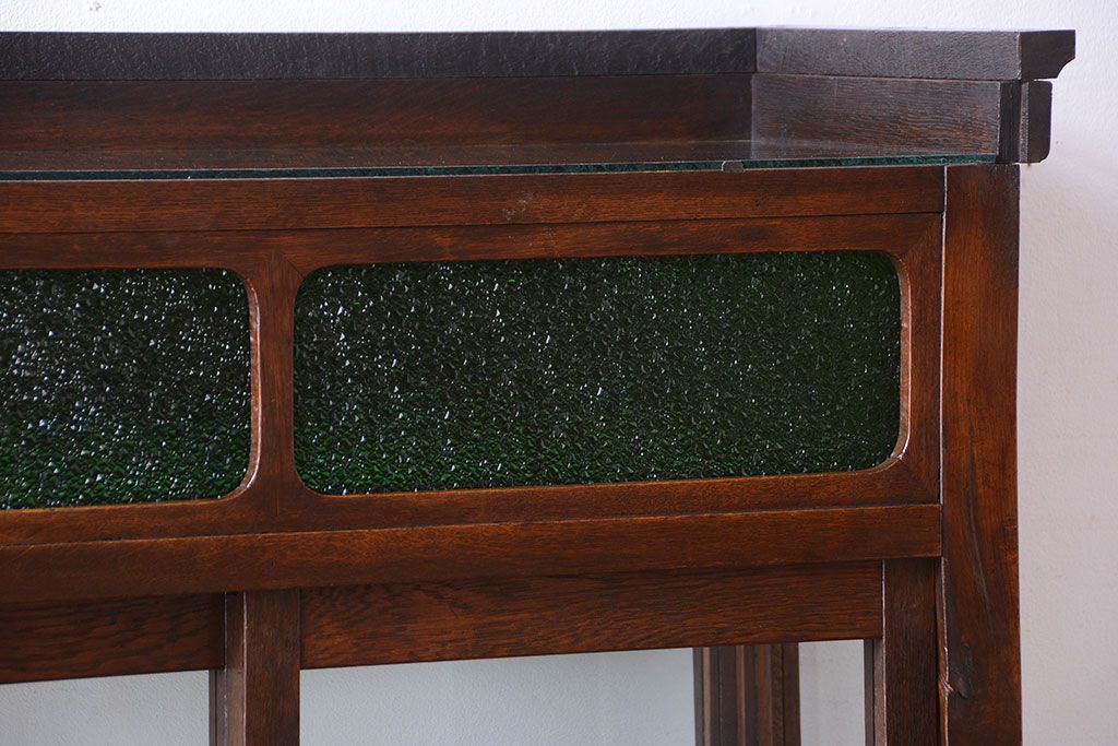 アンティーク家具　大正ロマン　当時物色ガラス入り!古いナラ材の上質なショーケース