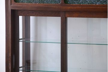 アンティーク家具　大正ロマン　当時物色ガラス入り!古いナラ材の上質なショーケース