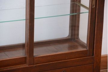 アンティーク家具　大正ロマン　当時物色ガラス入り!古いナラ材の上質なショーケース