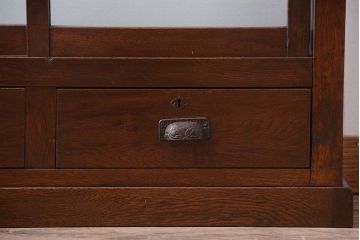 アンティーク家具　大正ロマン　当時物色ガラス入り!古いナラ材の上質なショーケース