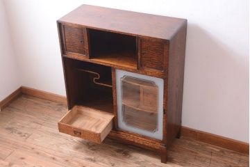 アンティーク家具　古民具・骨董　前面タモ材!上質なアンティーク角脚茶箪笥