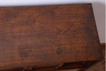 アンティーク家具　古民具・骨董　前面タモ材!上質なアンティーク角脚茶箪笥