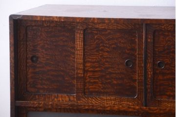 アンティーク家具　古民具・骨董　前面タモ材!上質なアンティーク角脚茶箪笥