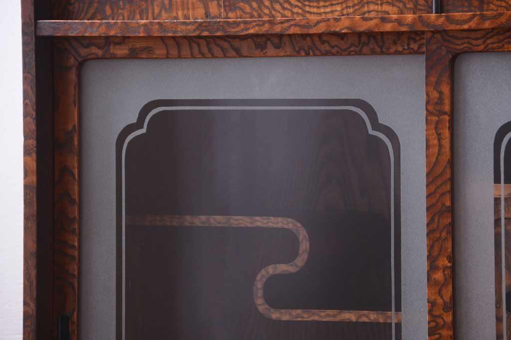 アンティーク家具　古民具・骨董　前面タモ材!上質なアンティーク角脚茶箪笥