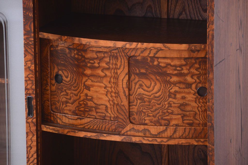 アンティーク家具　古民具・骨董　前面タモ材!上質なアンティーク角脚茶箪笥