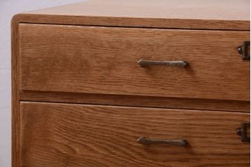 レトロ家具　昭和レトロ　ネームプレート付き!古いナラ材製のアンティーク小引き出し