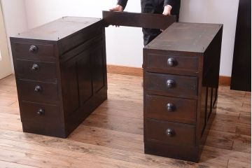 アンティーク家具　和製アンティーク　組み立て式!上品な両袖机