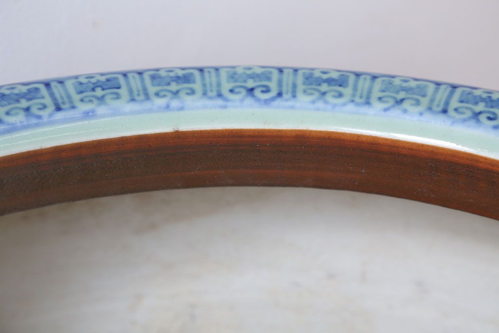 アンティーク雑貨　古民具・骨董　図変わり　染付　瀬戸火鉢