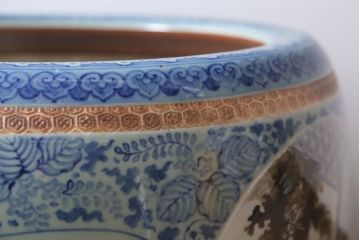 アンティーク雑貨　古民具・骨董　図変わり　染付　瀬戸火鉢