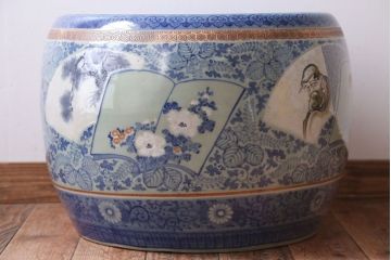 アンティーク雑貨　古民具・骨董　図変わり　染付　瀬戸火鉢