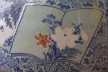 アンティーク雑貨　古民具・骨董　図変わり　染付　瀬戸火鉢