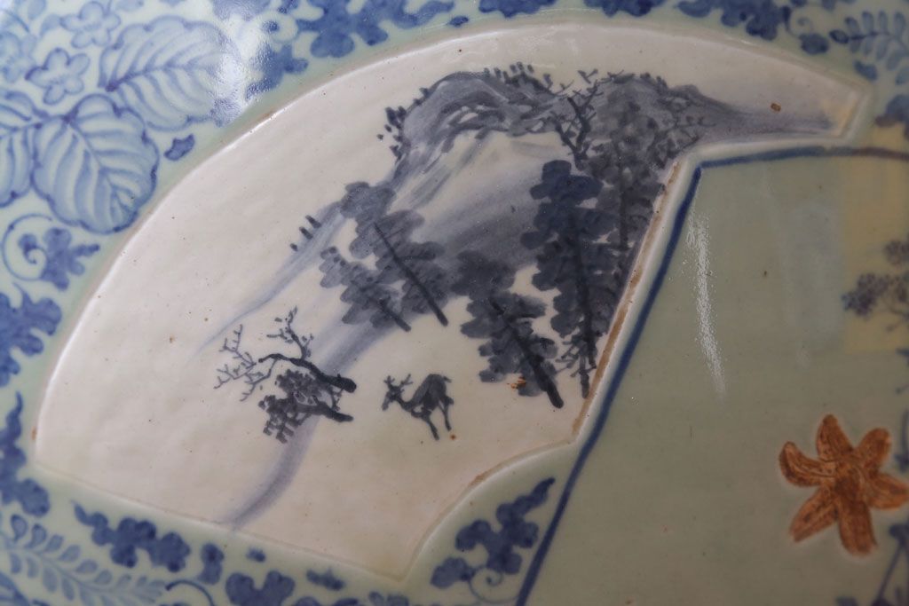 アンティーク雑貨　古民具・骨董　図変わり　染付　瀬戸火鉢