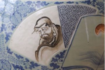 アンティーク雑貨　古民具・骨董　図変わり　染付　瀬戸火鉢