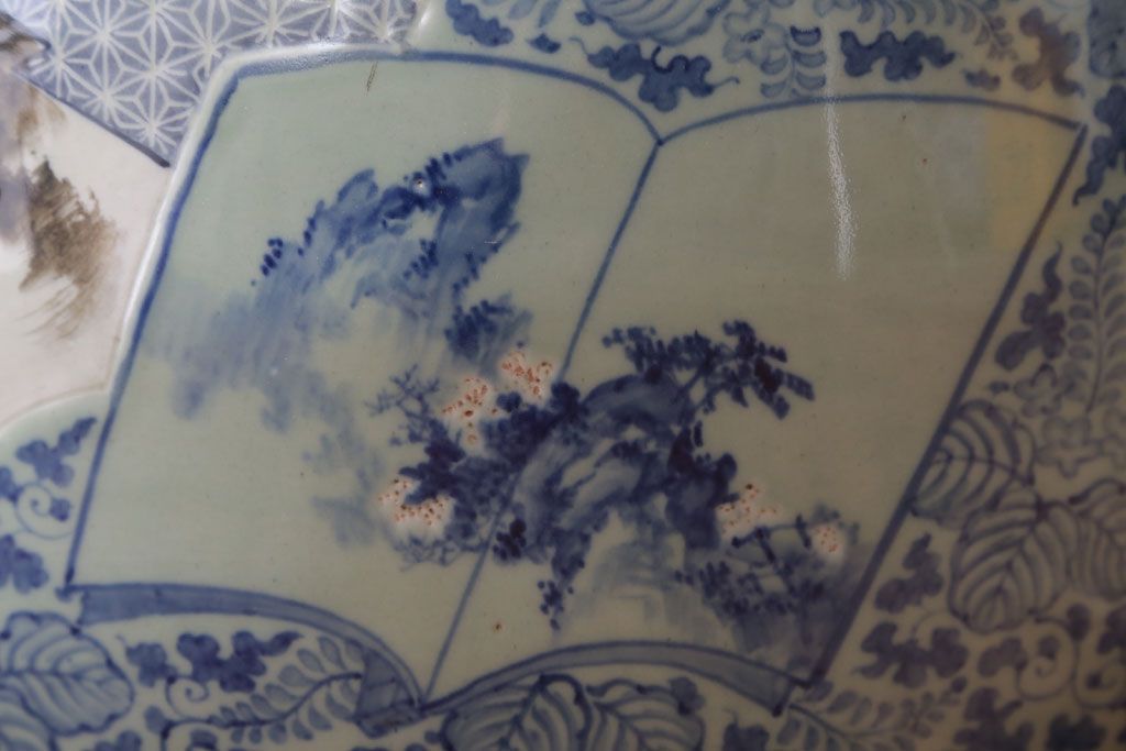 アンティーク雑貨　古民具・骨董　図変わり　染付　瀬戸火鉢