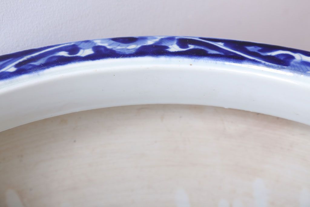 アンティーク雑貨　古民具・骨董　山水の図　染付　アンティーク瀬戸火鉢