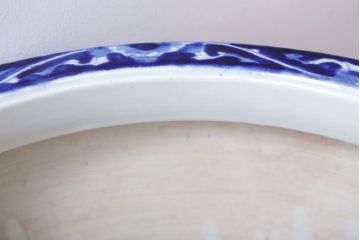 アンティーク雑貨　古民具・骨董　山水の図　染付　アンティーク瀬戸火鉢