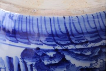 アンティーク雑貨　古民具・骨董　山水の図　染付　アンティーク瀬戸火鉢