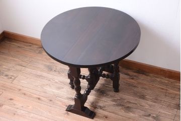 中古　松本民芸家具　13型　T.F　バタフライ卓(エクステンションテーブル)(3)