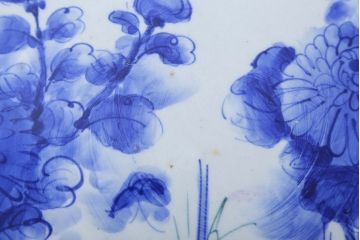 アンティーク雑貨　古民具・骨董　明治〜大正期　一尺三寸　花蝶染付大皿