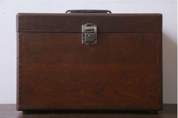 アンティーク雑貨　和製アンティーク　古い木製の小物収納箱(薬箱・木箱)(1)