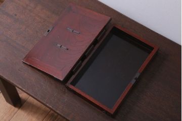アンティーク雑貨　古民具・骨董　明治期　高級品!漆が美しい総欅材の二本松時代箱(収納箱・木箱)