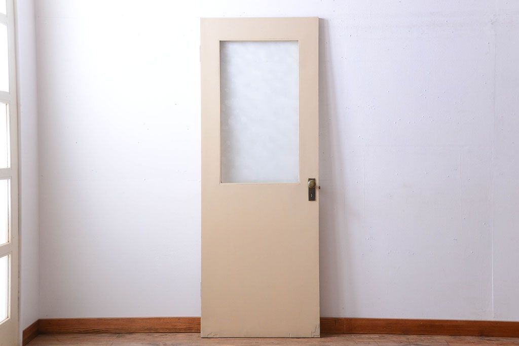 昭和レトロ　このはガラス入り!ビンテージペイントドア(扉)