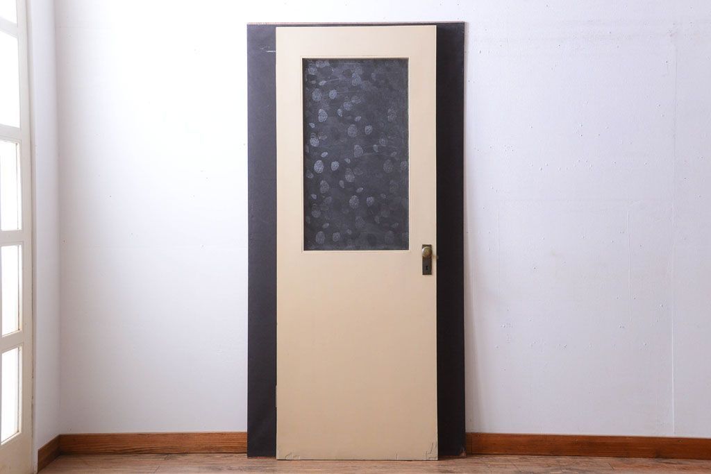 昭和レトロ　このはガラス入り!ビンテージペイントドア(扉)