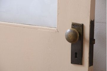 昭和レトロ　このはガラス入り!ビンテージペイントドア(扉)