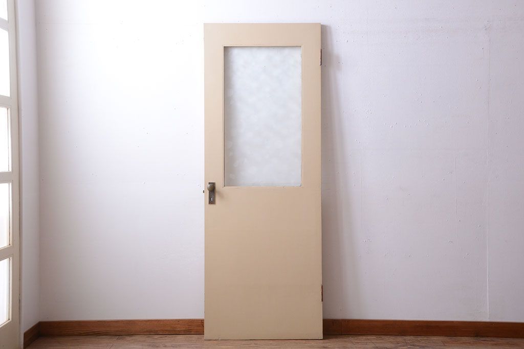 昭和レトロ　このはガラス入り!ビンテージペイントドア(扉)