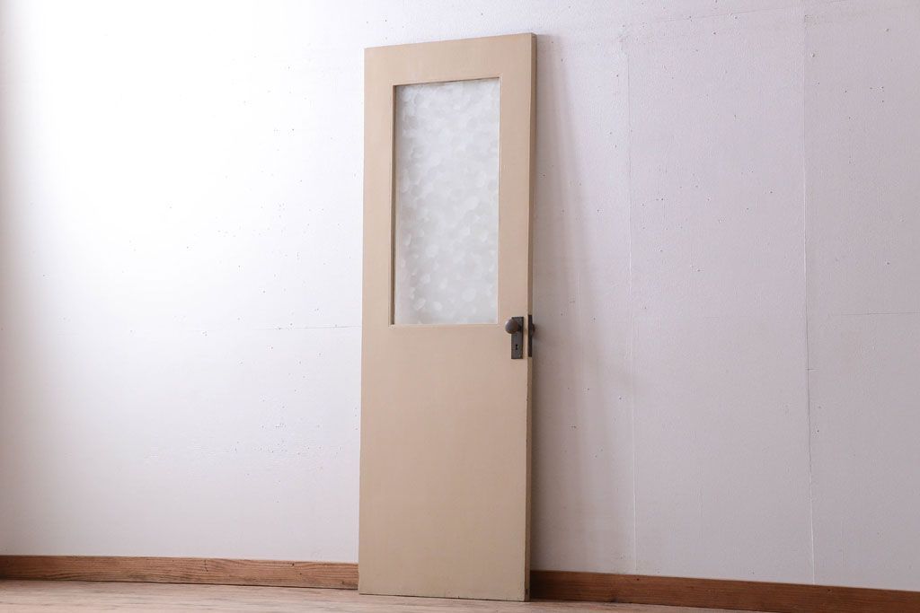 昭和レトロ　このはガラス入り!ビンテージペイントドア(扉)(2)