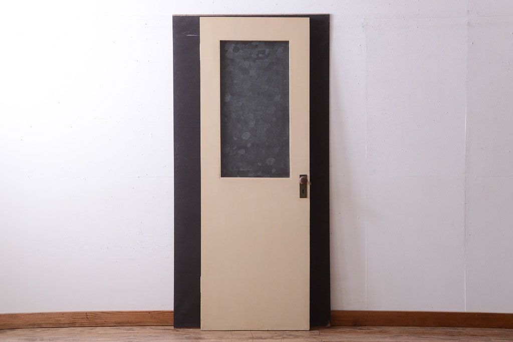 昭和レトロ　このはガラス入り!ビンテージペイントドア(扉)(2)