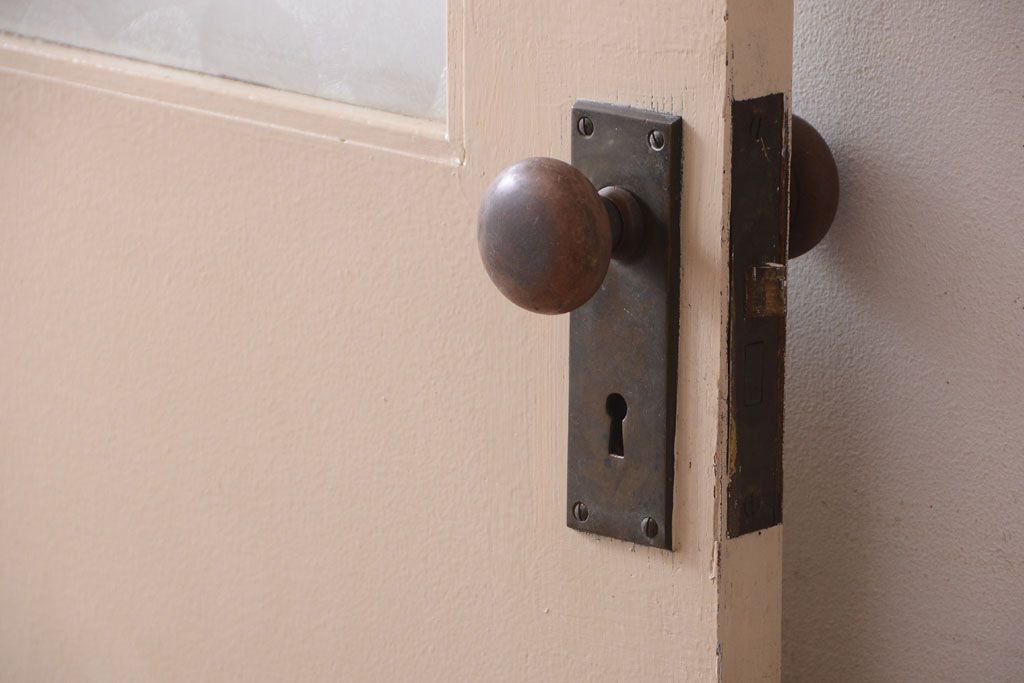 昭和レトロ　このはガラス入り!ビンテージペイントドア(扉)(2)