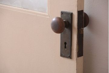 昭和レトロ　このはガラス入り!ビンテージペイントドア(扉)(2)